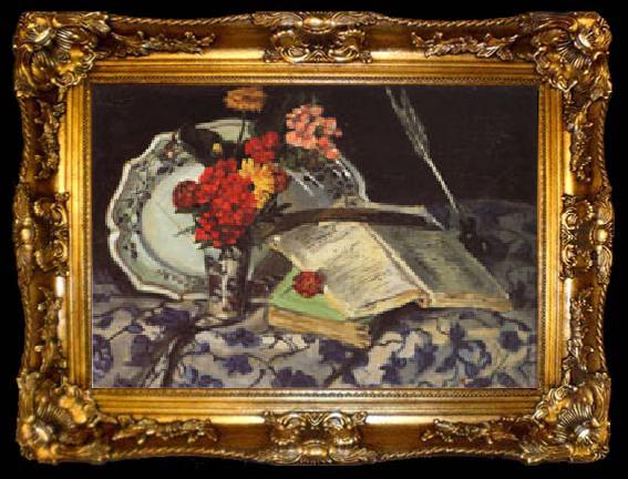 framed  Armand Guillaumin Flowers Faience Books, ta009-2